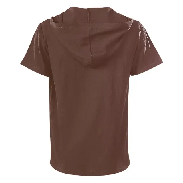Chemise médiévale unisexe à capuche et laçage à manches courtes détail 18
