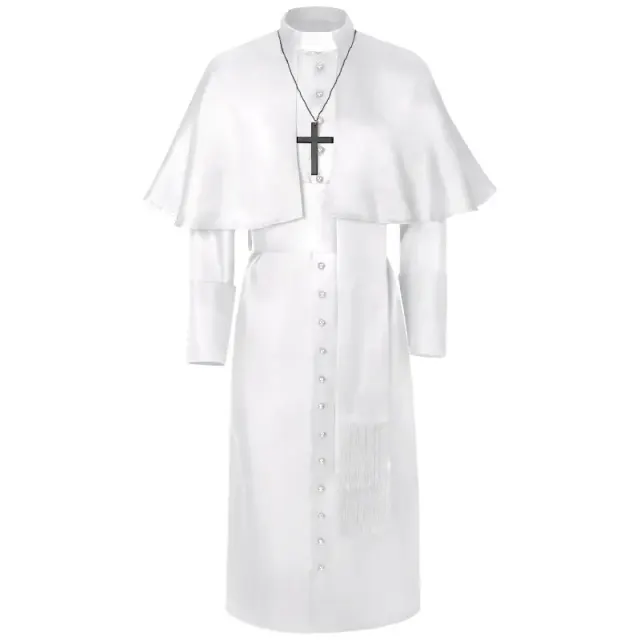 Unisex-Cosplay-Kostüm mit langärmligem Gothic-Umhang und Kreuz im Mittelalter-Stil Detail 14