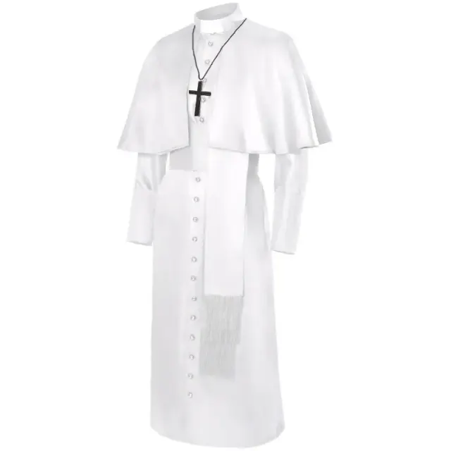 Unisex-Cosplay-Kostüm mit langärmligem Gothic-Umhang und Kreuz im Mittelalter-Stil Detail 15