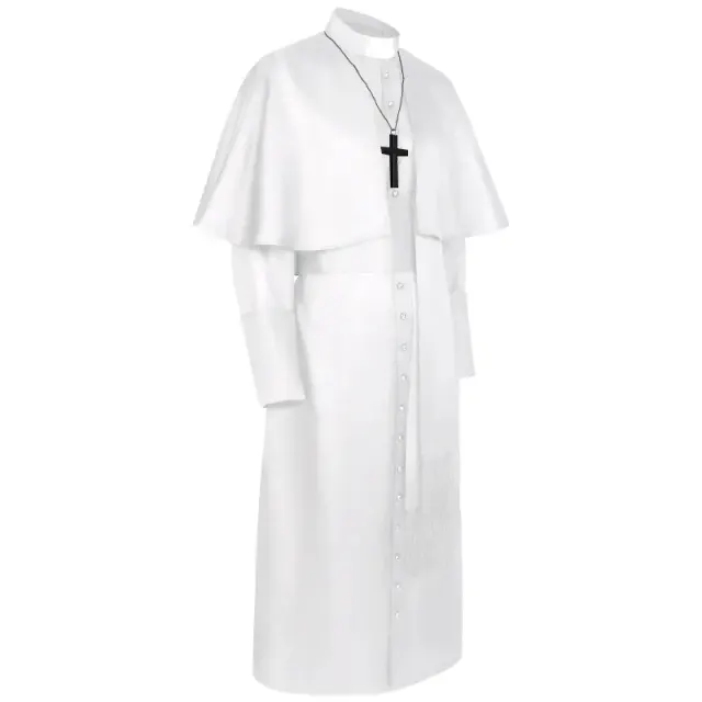Unisex-Cosplay-Kostüm mit langärmligem Gothic-Umhang und Kreuz im Mittelalter-Stil Detail 16