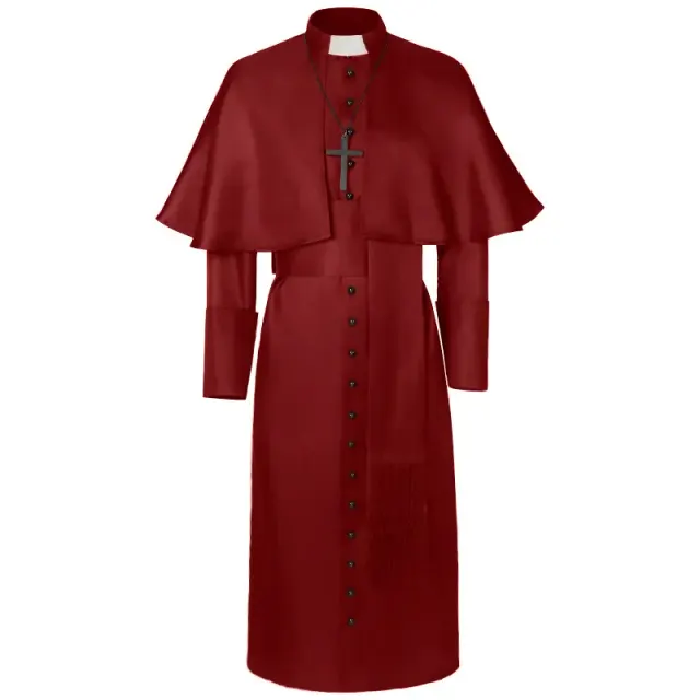 Unisex-Cosplay-Kostüm mit langärmligem Gothic-Umhang und Kreuz im Mittelalter-Stil Detail 21