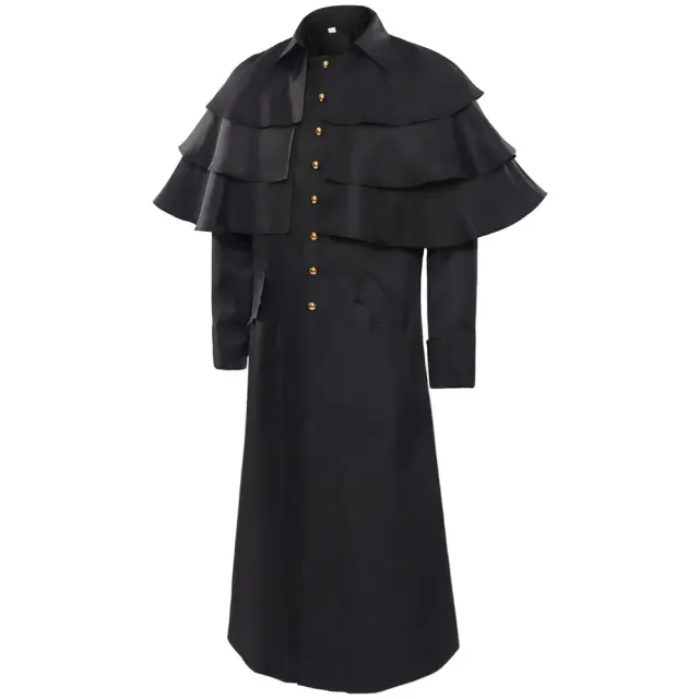 Unisex-Halloween-Kostümjacke mit Stehkragen im mittelalterlichen Gothic-Stil Detail 2