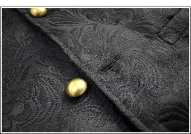 Unisex Gothic-Jacquard-Weste im Mittelalter-Stil mit großem Blumenzierkragen Detail 7