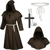 Kapuzen-Priestergewand-Set - Kaffeebraun