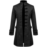 Jacquard Medieval Coat - Black