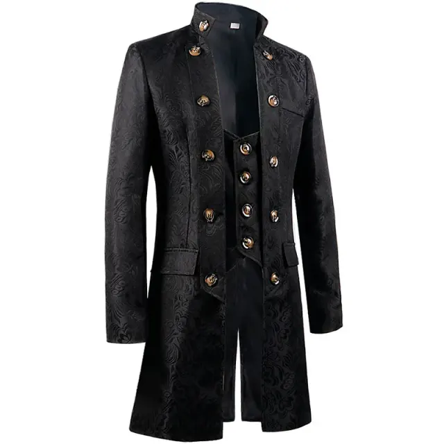 Unisex Vintage Medieval Jacquard Court Coat Halloween Cosplay detail 2