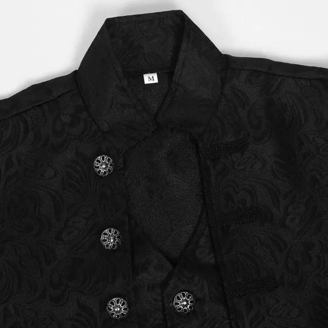 Unisex Medieval Mid-Length Jacquard Faux Two-Piece Coat detail 3
