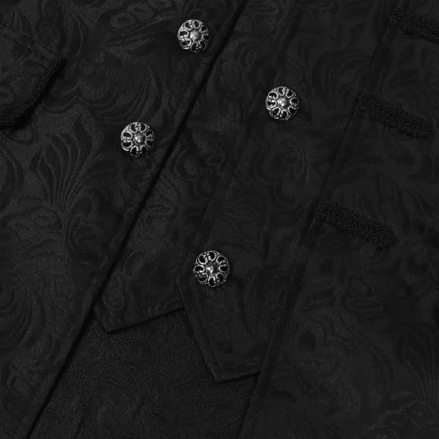 Unisex Medieval Mid-Length Jacquard Faux Two-Piece Coat detail 4