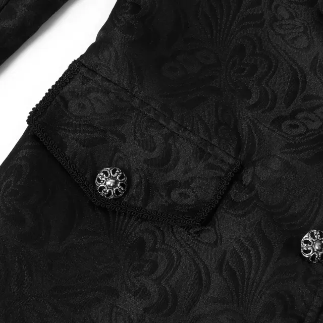 Unisex Medieval Mid-Length Jacquard Faux Two-Piece Coat detail 5