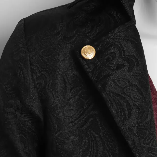 detalle de Disfraz cosplay de frac de jacquard steampunk medieval unisex 5