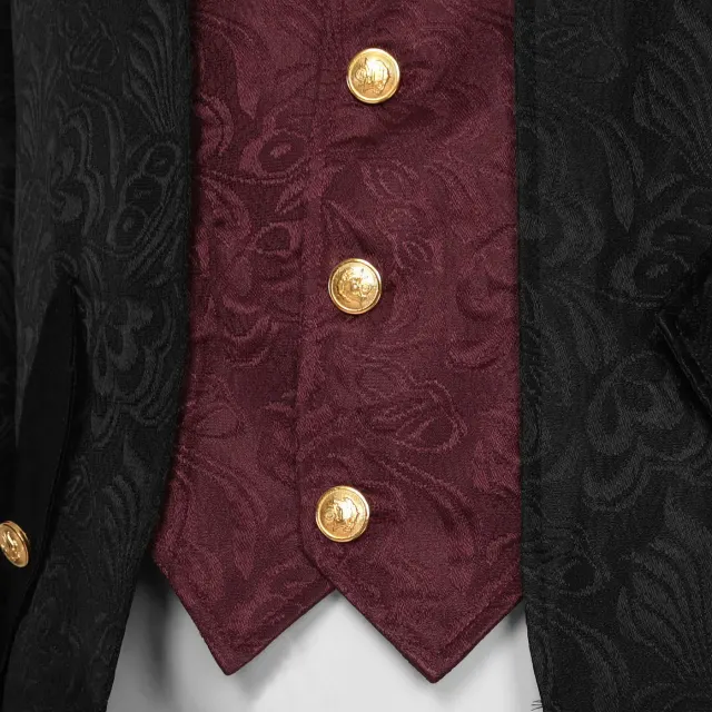 detalle de Disfraz cosplay de frac de jacquard steampunk medieval unisex 7