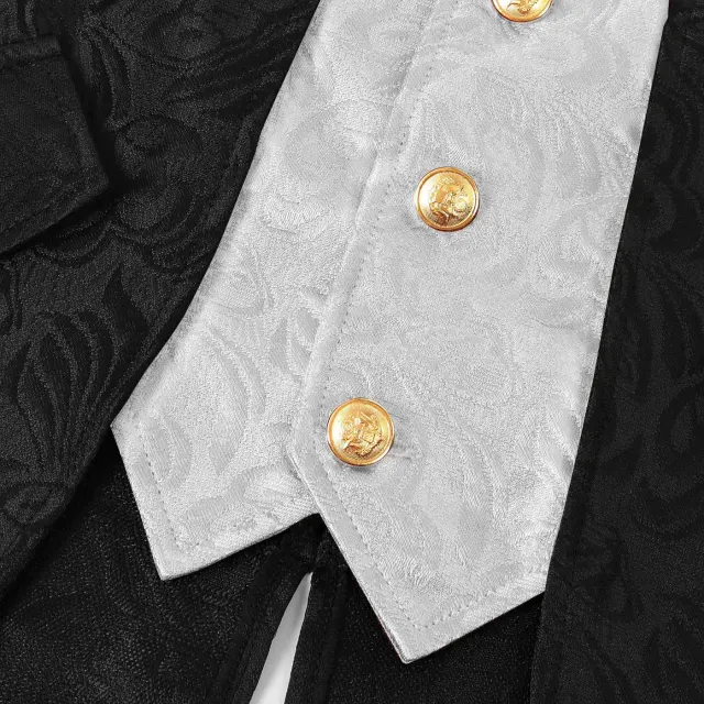 detalle de Disfraz cosplay de frac de jacquard steampunk medieval unisex 15