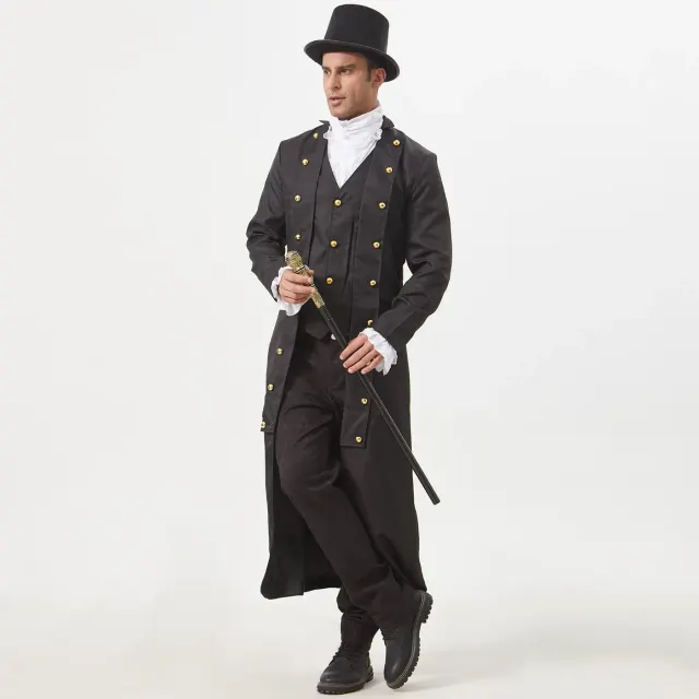 Unisex-Korsettjacke im Mittelalter-Stil mit langen Ärmeln und Taillenschnürung Detail 22