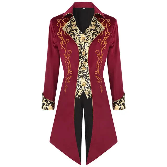 detalle de Disfraz de escenario de frac medieval estampado de manga larga unisex 1