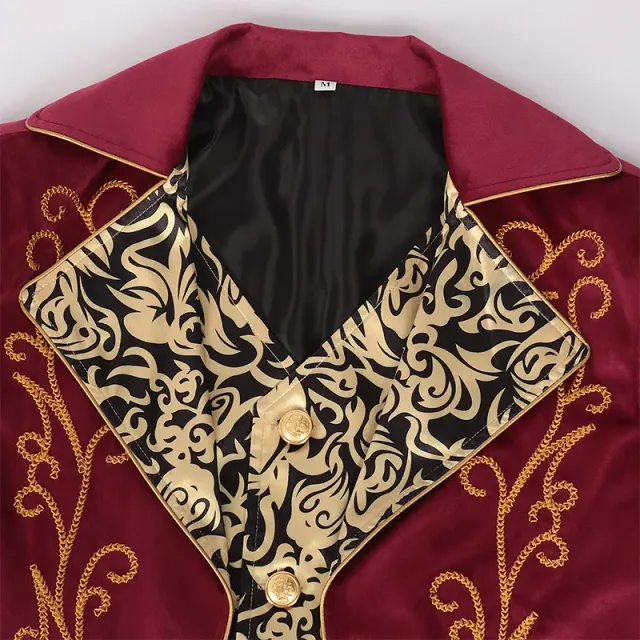 detalle de Disfraz de escenario de frac medieval estampado de manga larga unisex 3