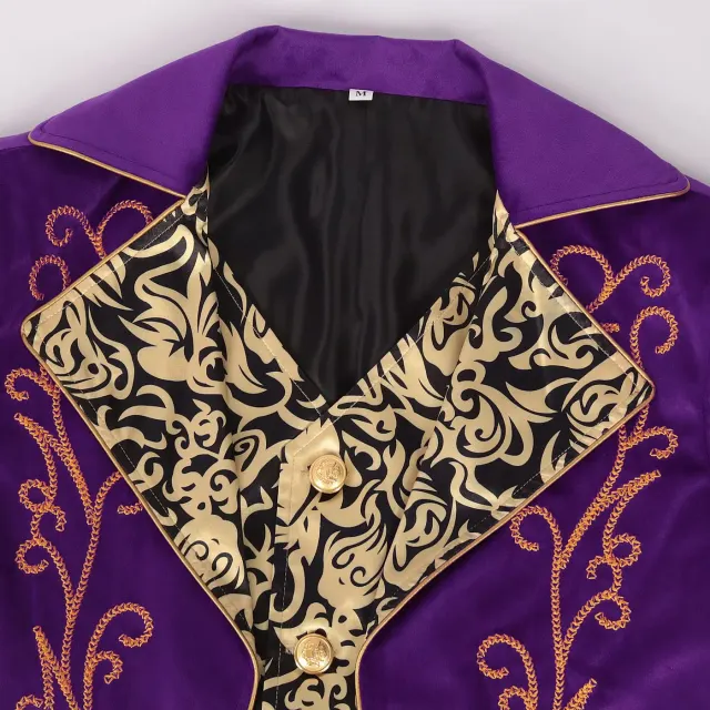 detalle de Disfraz de escenario de frac medieval estampado de manga larga unisex 12