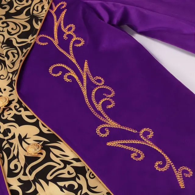 detalle de Disfraz de escenario de frac medieval estampado de manga larga unisex 13