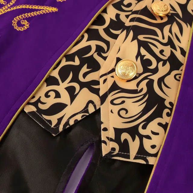 detalle de Disfraz de escenario de frac medieval estampado de manga larga unisex 14