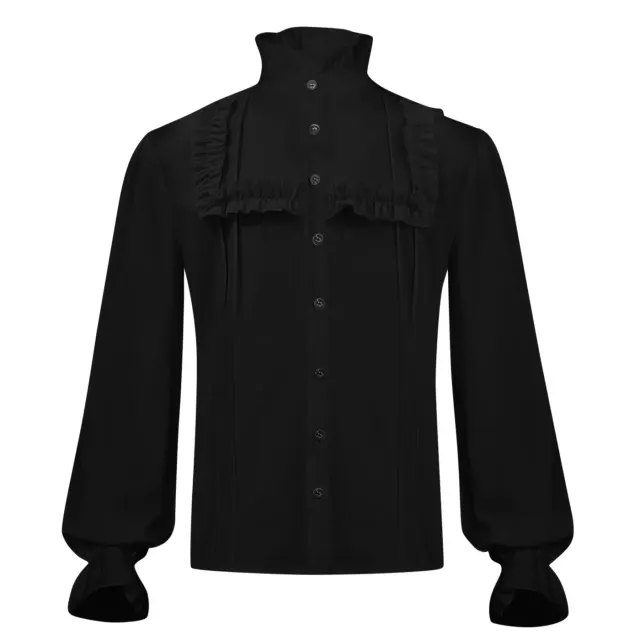 Chemise de costume Halloween unisexe à volants, style pirate victorien détail 1