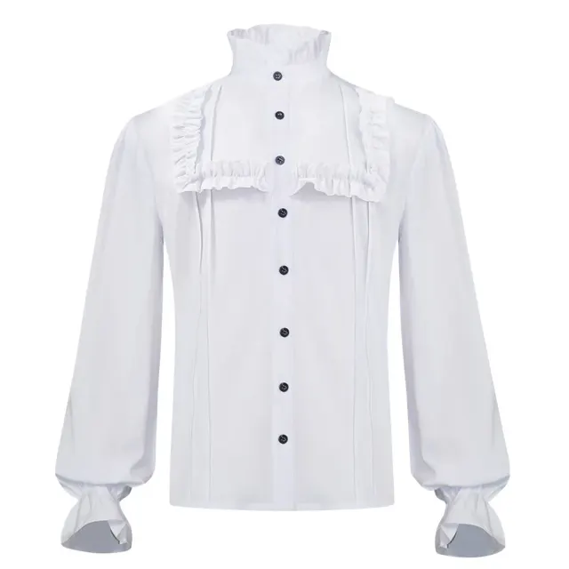 Chemise de costume Halloween unisexe à volants, style pirate victorien détail 7