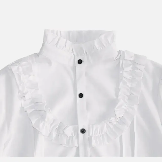 Chemise de costume Halloween unisexe à volants, style pirate victorien détail 9
