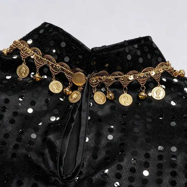 Unisex Sequin Beaded Tassel Triangle Shawl for Carnival Cosplay detail 10