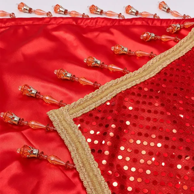 Unisex Sequin Beaded Tassel Triangle Shawl for Carnival Cosplay detail 19