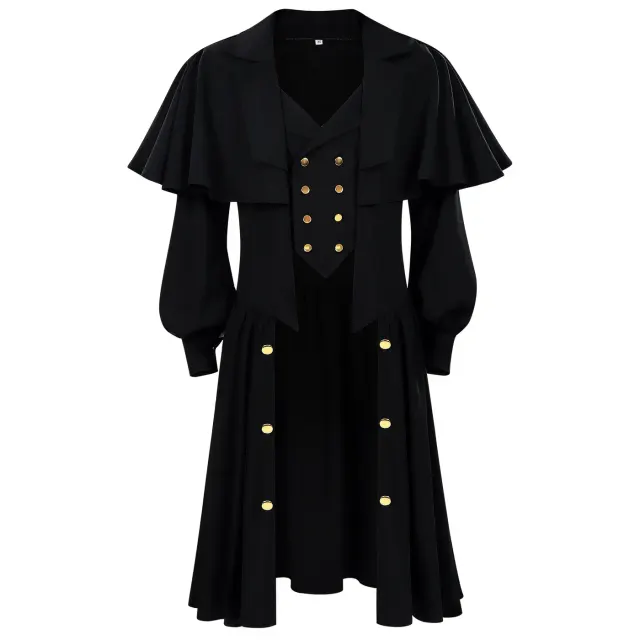 Unisex Victorian Gothic Gentleman Cosplay Trench Coat detail 1