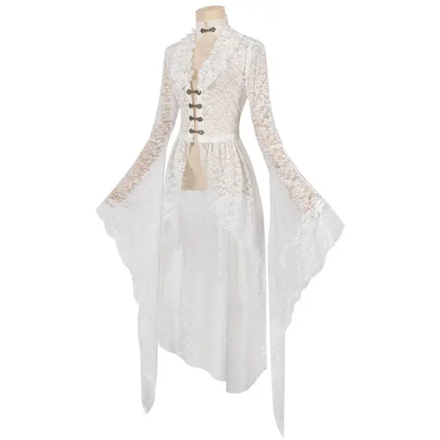 detalle de Vestido de corte de encaje victoriano con mangas acampanadas para cosplay 3