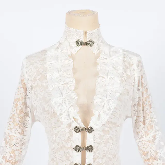 detalle de Vestido de corte de encaje victoriano con mangas acampanadas para cosplay 6