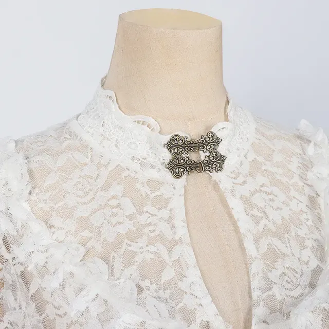 detalle de Vestido de corte de encaje victoriano con mangas acampanadas para cosplay 12
