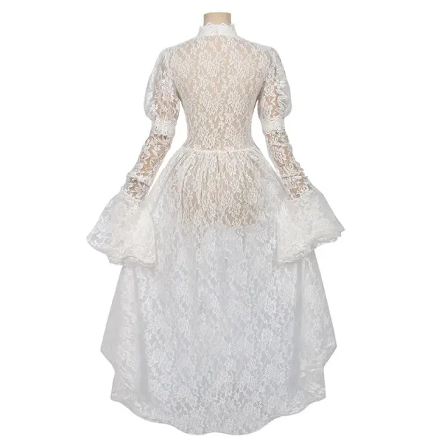 detalle de Vestido de corte de encaje victoriano con mangas acampanadas para cosplay 22