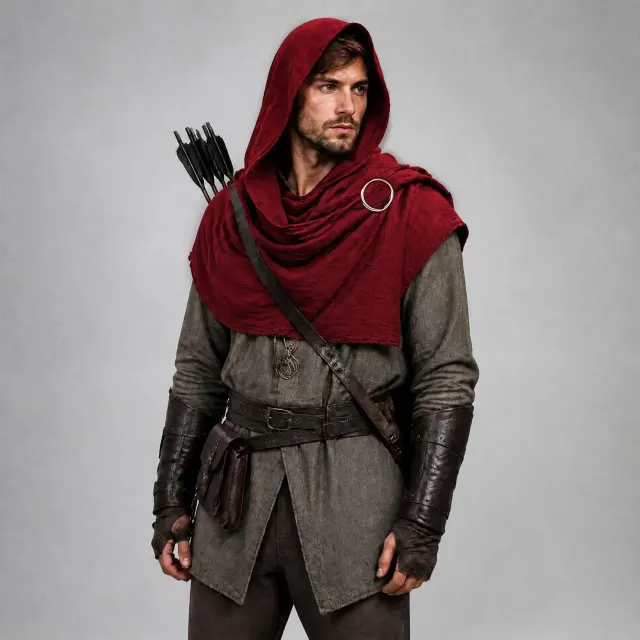 Cape à capuche viking de style médiéval et Renaissance pour cosplay homme détail 8