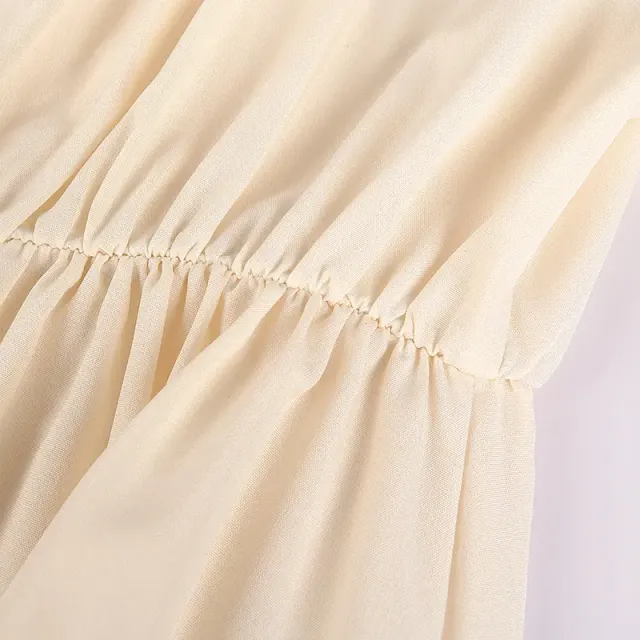 detalle de Vestido cosplay medieval de Bridgerton con cintura alta y manga corta para mujer 6