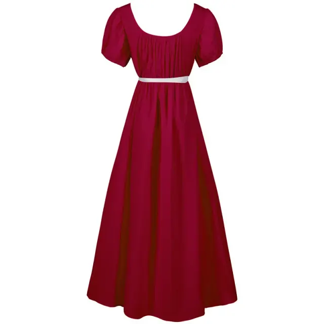 detalle de Vestido cosplay medieval de Bridgerton con cintura alta y manga corta para mujer 12