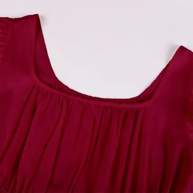detalle de Vestido cosplay medieval de Bridgerton con cintura alta y manga corta para mujer 13