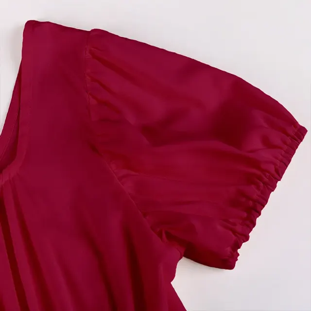 detalle de Vestido cosplay medieval de Bridgerton con cintura alta y manga corta para mujer 14