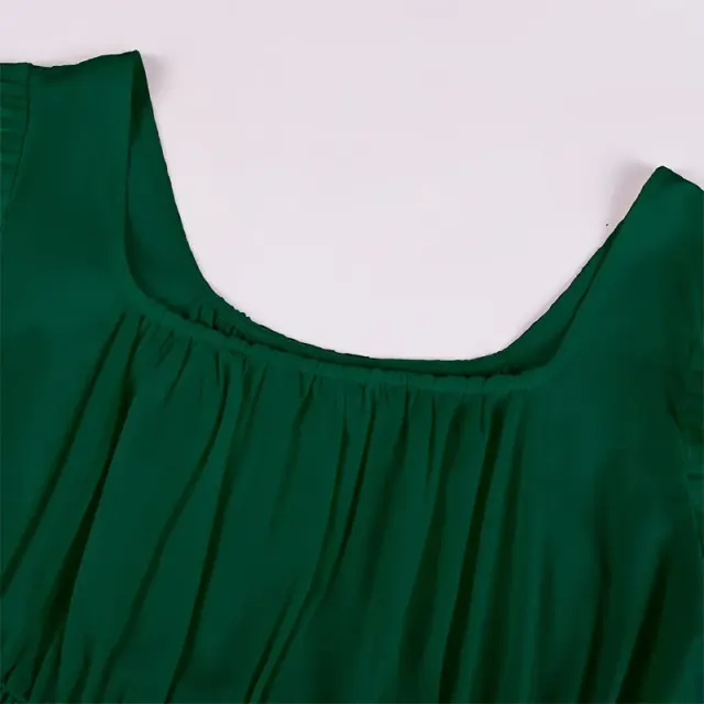 detalle de Vestido cosplay medieval de Bridgerton con cintura alta y manga corta para mujer 22