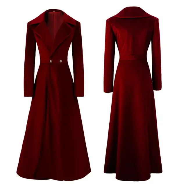 Damen-Samt-Langmantel im Mittelalter-Stil für Weihnachts-Cosplay Detail 3