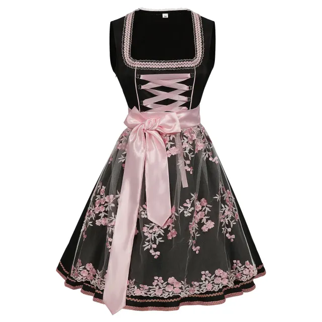 detalle de Conjunto de disfraz de vestido cervecero bávaro de Oktoberfest para mujer 13