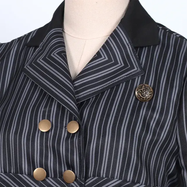 Ensemble cosplay d'uniforme scolaire noir à rayures pour femme, inspiré d'Elphaba détail 2