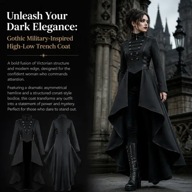 Women's Gothic Court Tailcoat Lace-Up Irregular Hem Costume detail 3