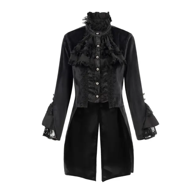 Damen-Gothic-Frackjacke in Übergröße mit Stehkragen Detail 1