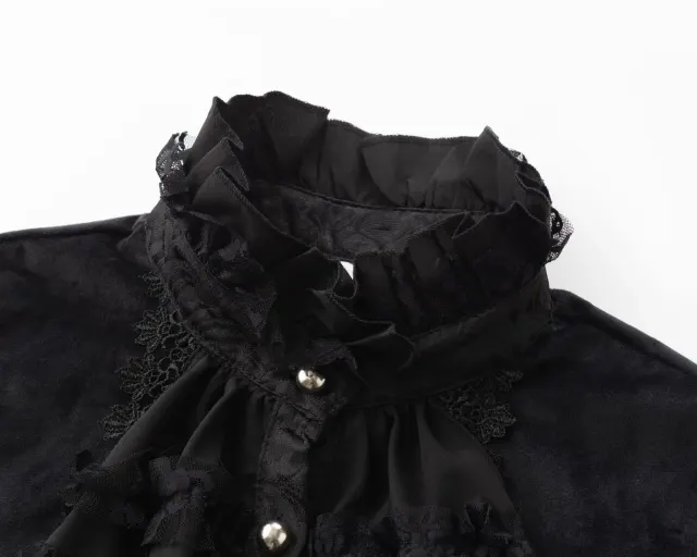 Damen-Gothic-Frackjacke in Übergröße mit Stehkragen Detail 3