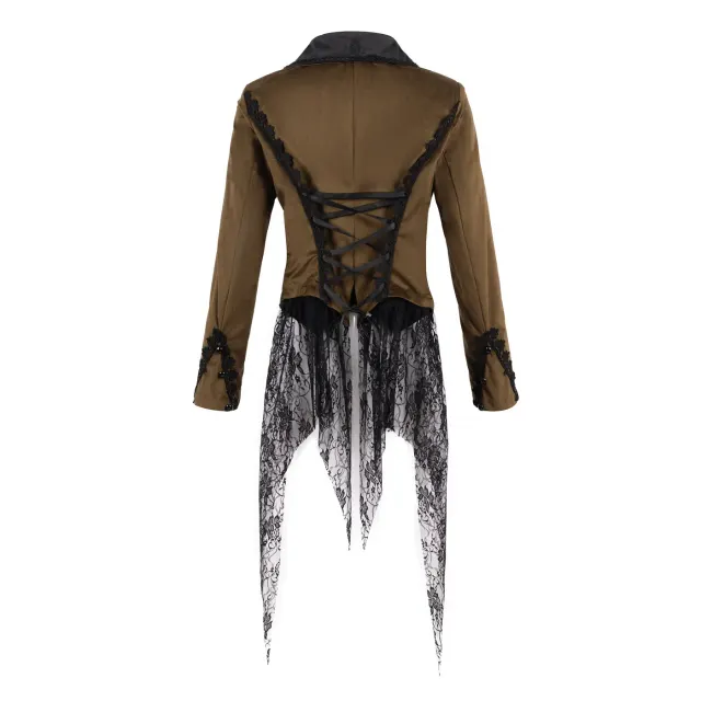 Damen-Gothic-Frackjacke in Übergröße mit Stehkragen Detail 10