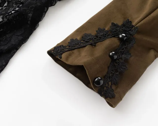 Damen-Gothic-Frackjacke in Übergröße mit Stehkragen Detail 13