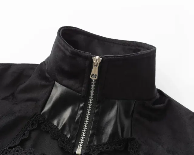 Damen-Gothic-Frackjacke in Übergröße mit Stehkragen Detail 23