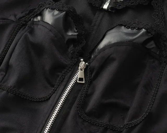 Damen-Gothic-Frackjacke in Übergröße mit Stehkragen Detail 24