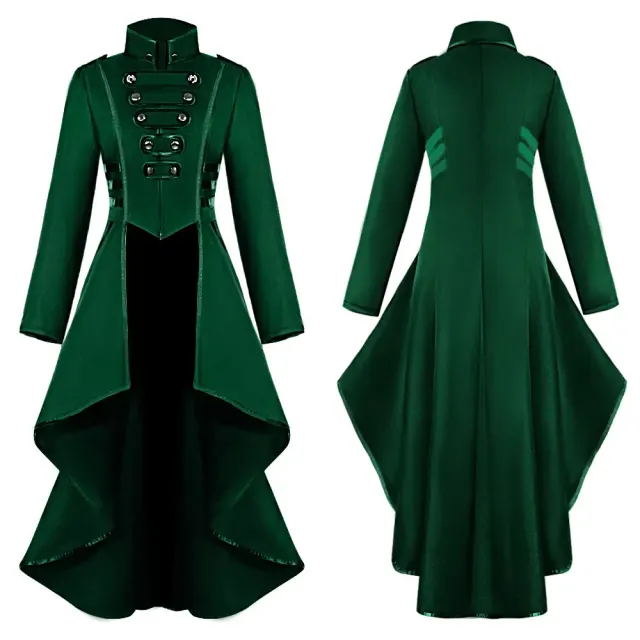 Damen-Gothic-Frackkleid, mittelalterliches Halloween-Bühnenkostüm Detail 24