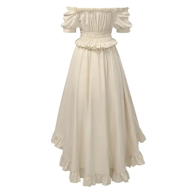 Robe cosplay de chevalier à épaules dénudées et volants pour femme détail 3